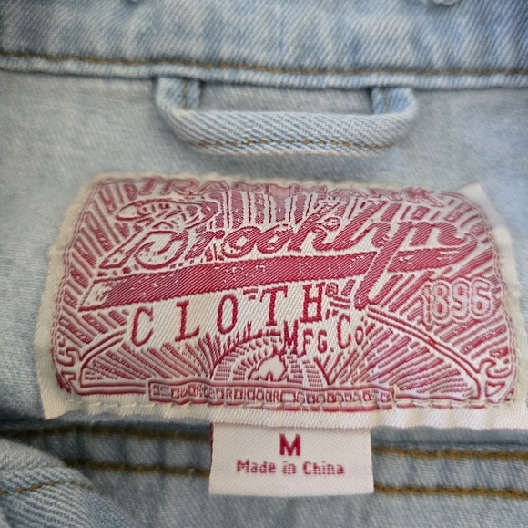Brooklyn Denim Distressed Jacket Men Sz M Blue Long Sleeve ButtonUp Jean… - Picture 7 of 15